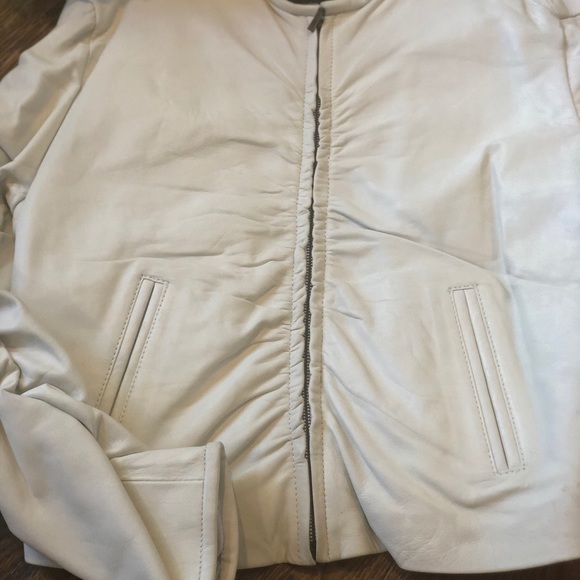 NWT | Vintage Genuine White Leather Bomber Jacket - Picture 2 of 15